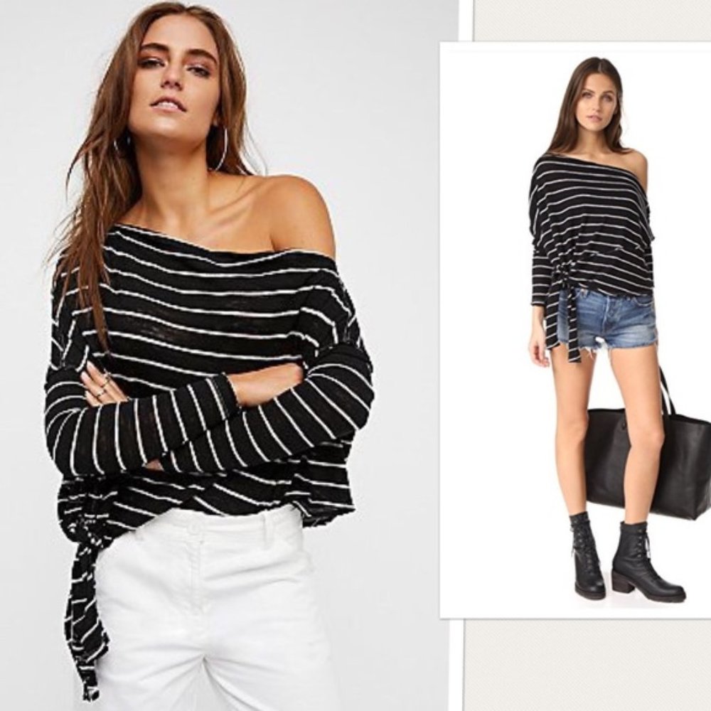 FREE PEOPLE Love Lane Off Shoulder Tie Top Size XS